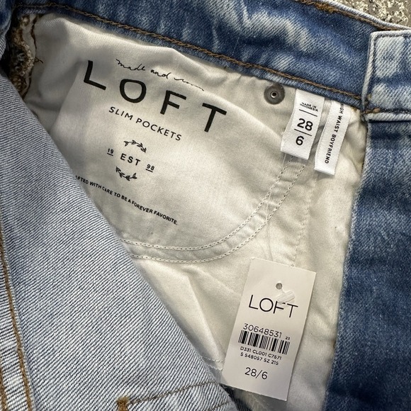 Loft Jeans Womens 6 28x29 High Rise Boyfriend Stretch Relaxed Distressed - Picture 6 of 9